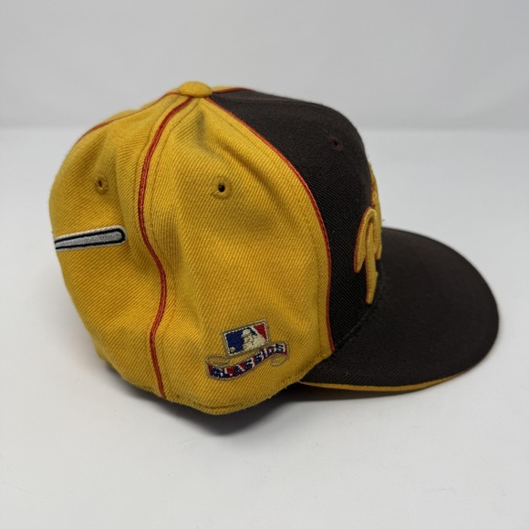 San Diego Padres Hat Cap Fitted 7 1/8 Brown MLB Baseball Swinging Friar - Picture 4 of 6